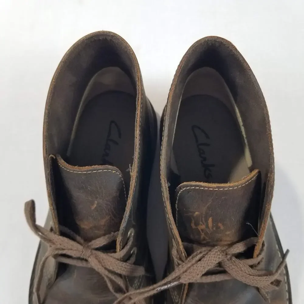 Clarks Bushacre 2 Mens 8.5 Brown Leather Chukka Desert Boots Casual Beeswax Lace